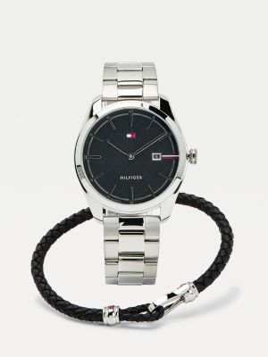 tommy hilfiger men's silver watch