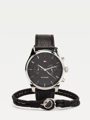 Croco-Print Watch And Bracelet Gift Set 