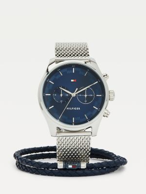 Watch And Leather Bracelet Gift Set 