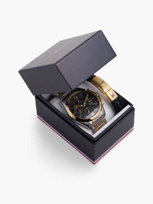 multi two-tone stainless steel watch and bracelet gift set for men tommy hilfiger