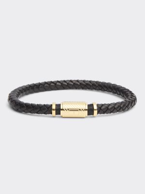 tommy hilfiger black leather bracelet