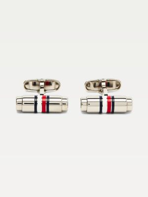 Stainless Steel Engraved Cufflinks SILVER Tommy Hilfiger