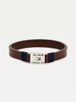 tommy hilfiger brown leather bracelet