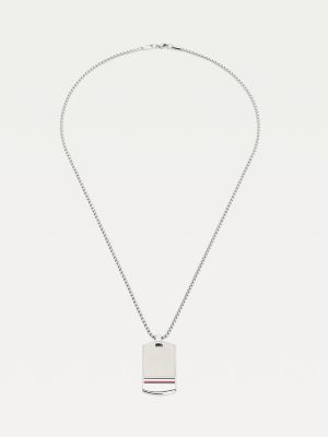 Collier Plaque Militaire En Acier Inoxydable Argent Tommy Hilfiger