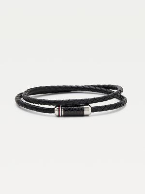Zwarte gevlochten leren armband | ZWART | Tommy Hilfiger