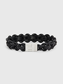 black braided black leather bracelet for men tommy hilfiger