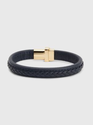 Blauwe armband van gevlochten leer | BLAUW | Tommy Hilfiger