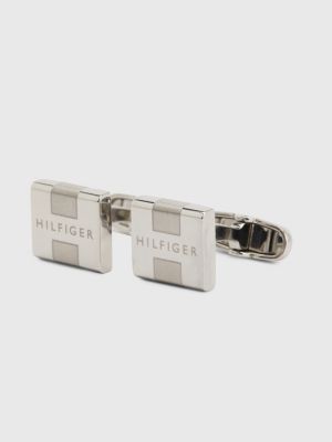 Engraved Stainless Steel Cufflinks SILVER Tommy Hilfiger