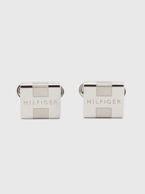 Engraved Stainless Steel Cufflinks SILVER Tommy Hilfiger
