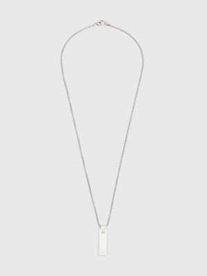 Engraved Stainless Steel Chain Necklace SILVER Tommy Hilfiger