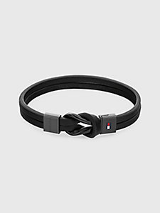 black black leather bracelet for men tommy hilfiger