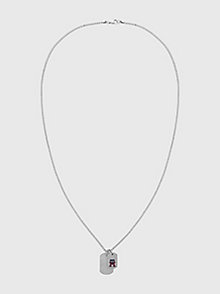 silver th monogram stainless steel necklace for men tommy hilfiger
