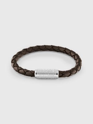 Tommy Hilfiger - Coffret cadeau pour homme avec montre en cuir et bracelet  tressé - Marron