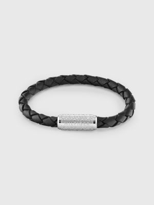  Casoty Black Bracelets for Men and Women Leather