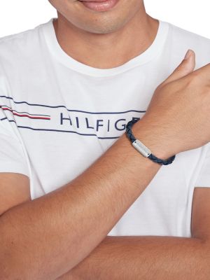 Geflochtenes blaues Armband aus Wildleder | Blau | Tommy Hilfiger | Edelstahlarmbänder