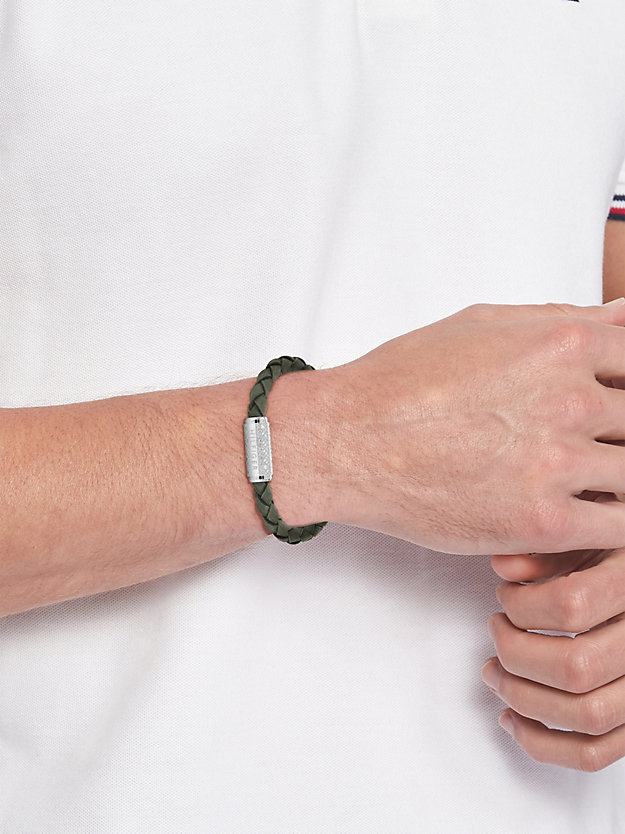 Geflochtenes grünes Armband aus Wildleder | Grün | Tommy Hilfiger