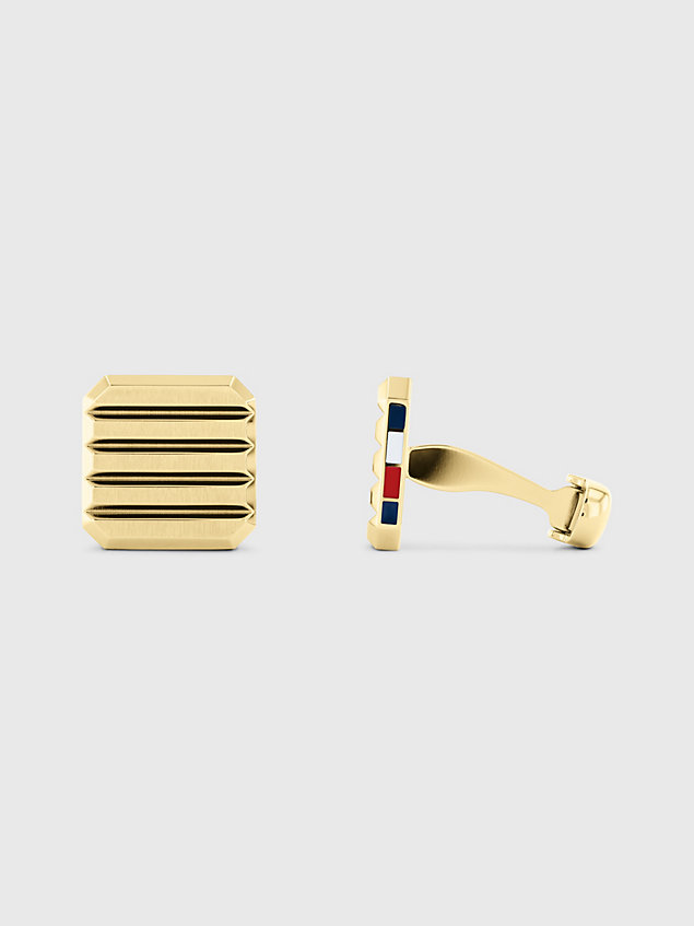 gold iconic stripe gold-plated cufflinks for men tommy hilfiger