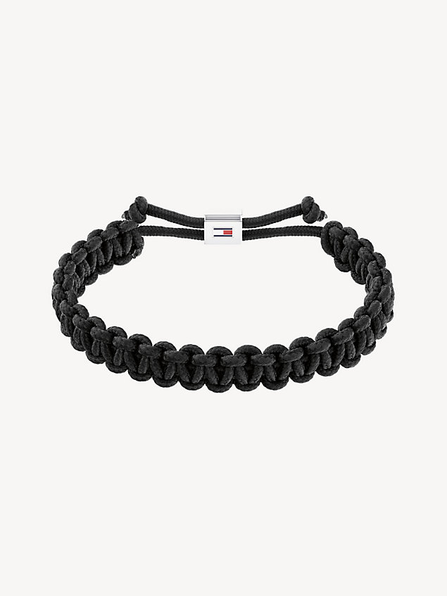 black black knotted bracelet for men tommy hilfiger
