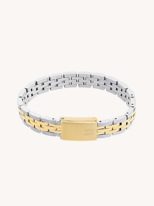 gold two-tone gold-plated stainless steel watch link bracelet for men tommy hilfiger