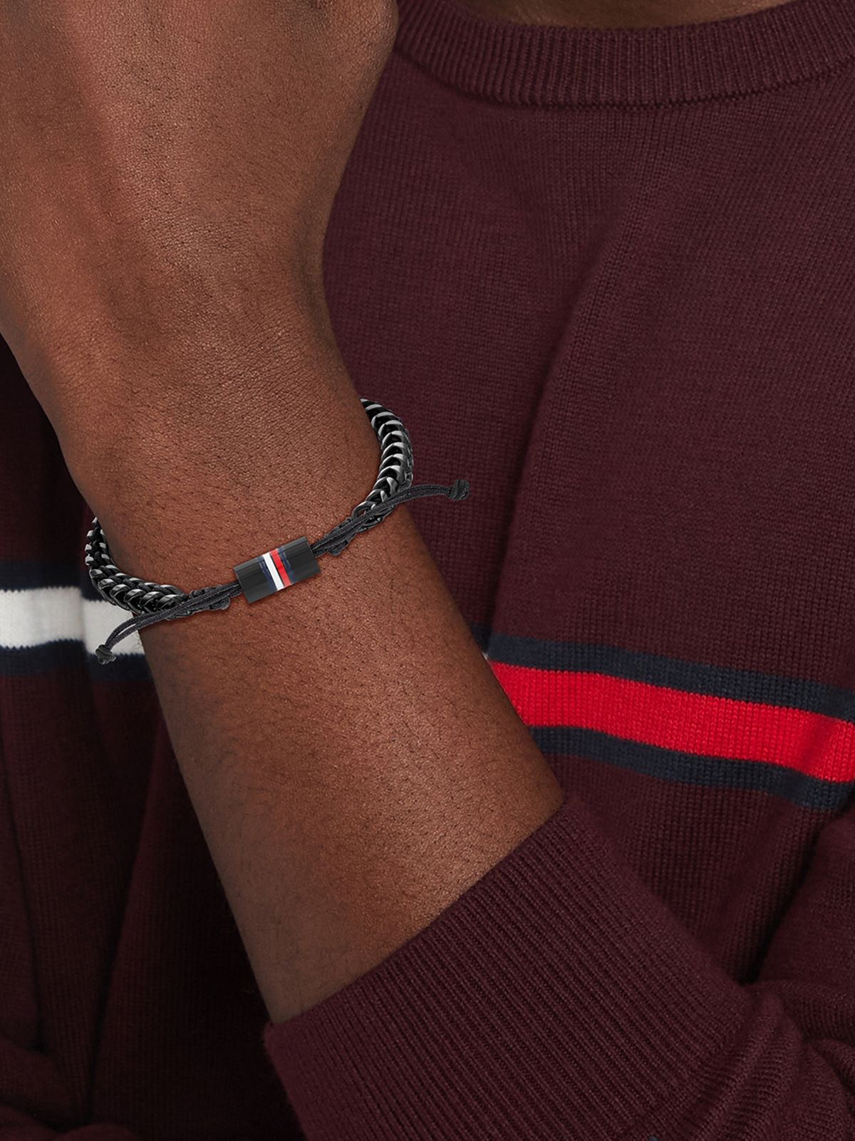 Black Braided Ionic-Plated Steel Bracelet — Black