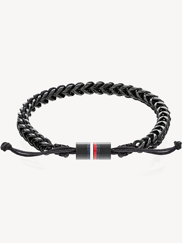 black black braided ionic-plated steel bracelet for men tommy hilfiger