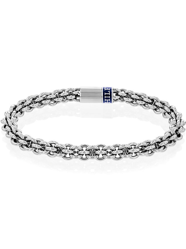 silver edelstahl-armband mit verknüpften ringen für herren - tommy hilfiger