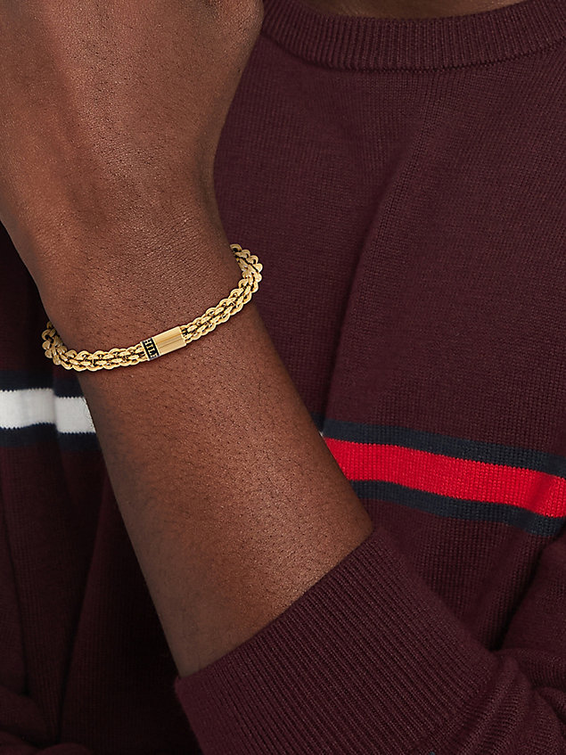 gold vergoldetes armband mit verknüpften ringen für herren - tommy hilfiger