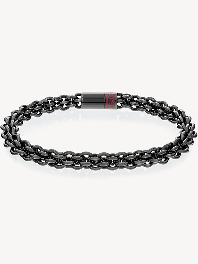 black black ionic-plated steel intertwined chain bracelet for men tommy hilfiger