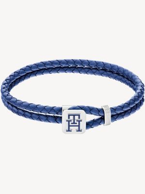 Monogram Patroon met V - Leren Armband voor Heren - Zwart met Grijs - Armband  Heren 