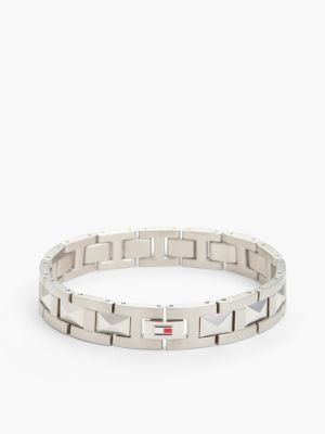 silver enamel flag stainless steel bracelet für herren - tommy hilfiger