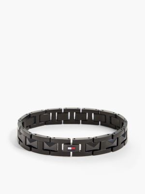 black enamel flag black ionic-plated bracelet für herren - tommy hilfiger