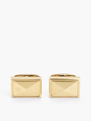 gold ionic gold-plated flag cufflinks für herren - tommy hilfiger