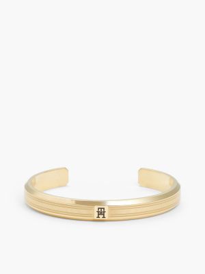 gold th monogram ionic gold-plated c-shape bangle für herren - tommy hilfiger