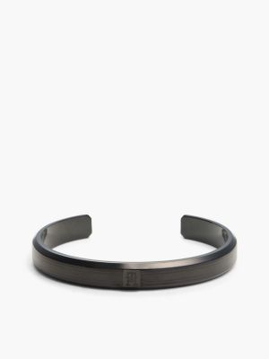 black th monogram black ionic-plated c-shape bangle für herren - tommy hilfiger