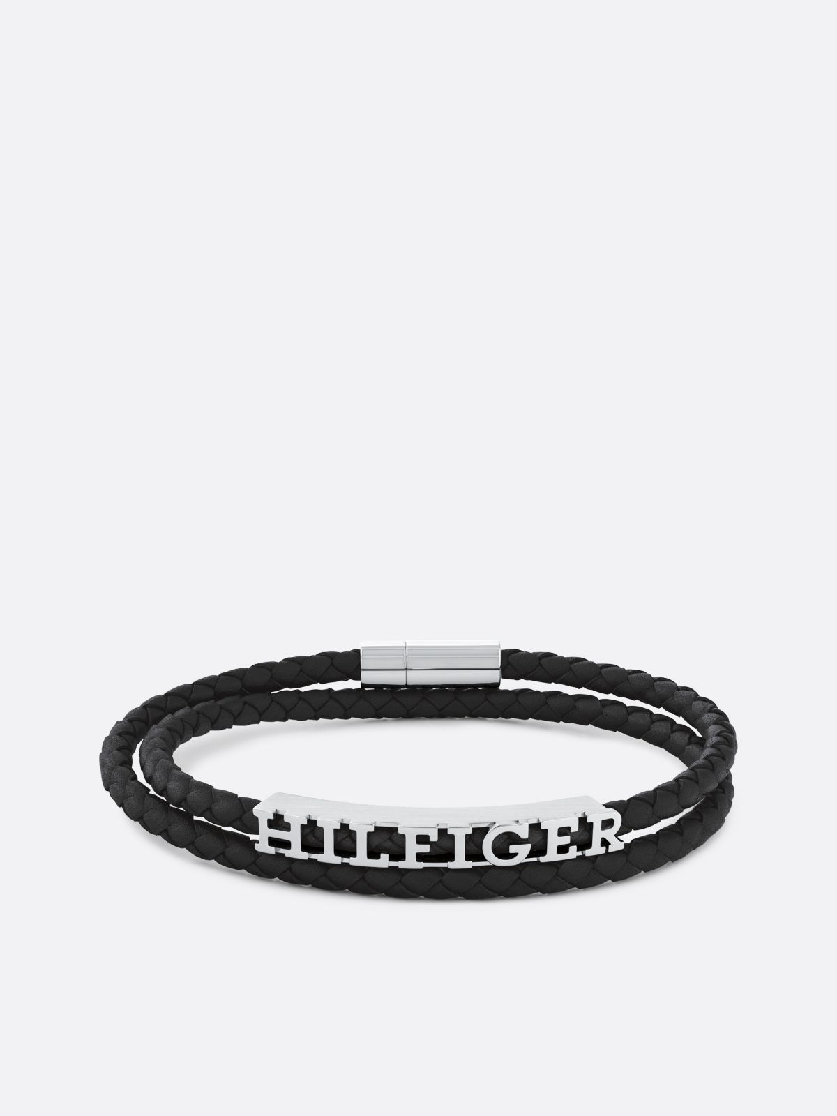 Black Woven Leather Bracelet — Black