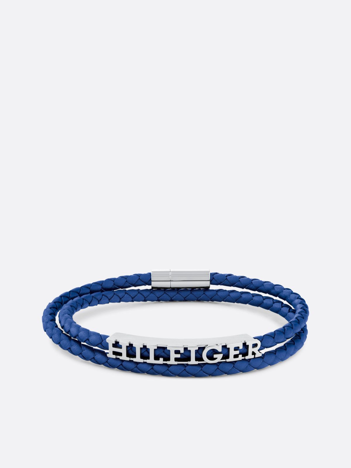Blue Woven Leather Bracelet — Blue