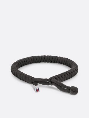 bracelet en corde noire à drapeau en émail noir pour hommes tommy hilfiger