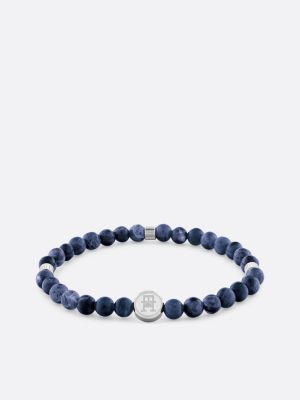 bracciale con perline in sodalite e monogramma blue da uomini tommy hilfiger