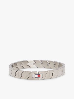 silver enamel flag stainless steel bracelet for men tommy hilfiger