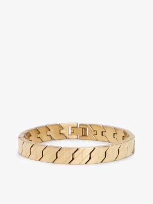 gold gold-plated stainless steel enamel flag bracelet for men tommy hilfiger