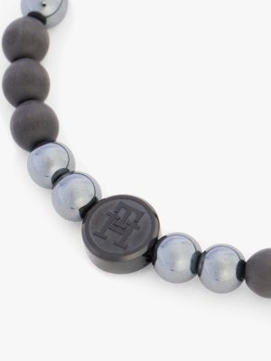 black th monogram onyx bead bracelet for men tommy hilfiger