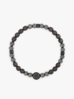 black th monogram onyx bead bracelet for men tommy hilfiger