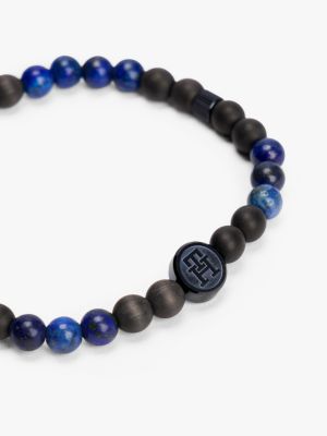 blue th monogram lapis bead bracelet for men tommy hilfiger