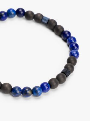 blue th monogram lapis bead bracelet for men tommy hilfiger