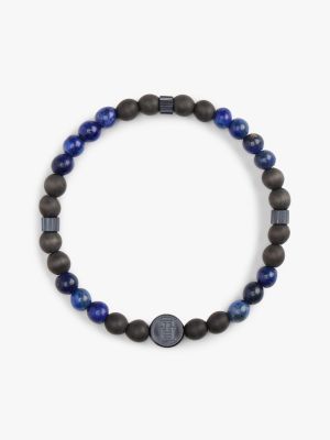 blue th monogram lapis bead bracelet for men tommy hilfiger