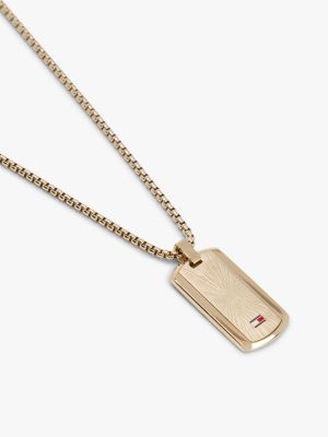 gold gold-plated dog tag chain necklace for men tommy hilfiger