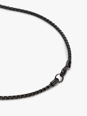 black black ionic-plated dog tag chain necklace for men tommy hilfiger