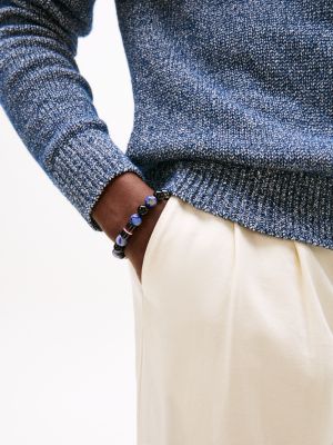 niebieski bransoletka z paciorkami z sygnowanym detalem dla mężczyźni - tommy hilfiger