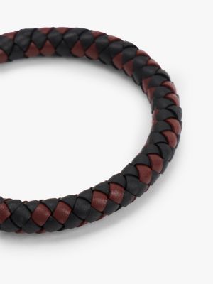 brown braided leather bracelet for men tommy hilfiger