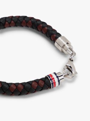 brown braided leather bracelet for men tommy hilfiger